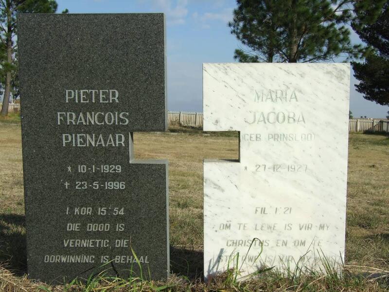 PIENAAR Pieter Francois 1929-1996 & Maria Jacoba PRINSLOO 1927-