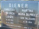 DIENER Christian Friedrich Ludwig 1932-2004 & Martina Maria Du Preez TALJAARD 1934-