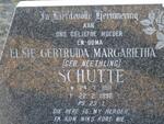 SCHUTTE Elsie Gertruida Margarietha nee NEETHLING 1911-1992