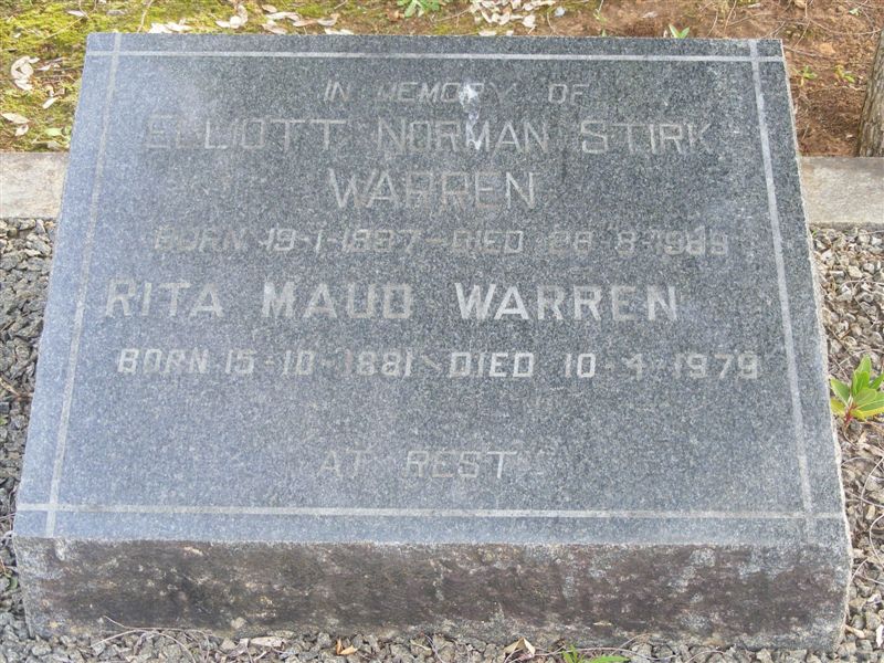 WARREN Elliot Norman Stirk 1887-1989 & Rita Maude 1881-1979