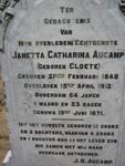 AUCAMP Janetta Catharina nee CLOETE 1848-1912