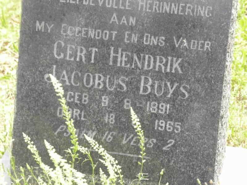 BUYS Gert Hendrik Jacobus 1891-1965