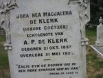 KLERK Dorathea Magdalena, de nee COETZEE 1887-1924