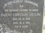 GREYLING Barend Christiaan 1878-1965