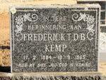 KEMP Frederick T.D.B. 1884-1965