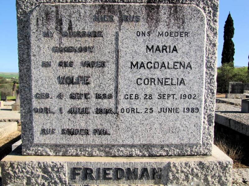 FRIEDMAN Wolfe 1889-1964 & Maria Magdalena Cornelia 1902-1989