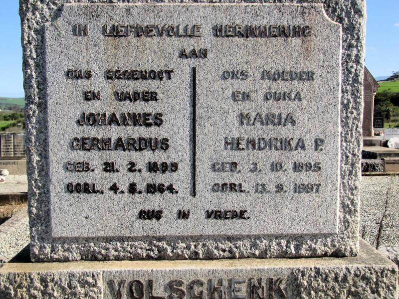 VOLSCHENK Johannes Gerhardus 1899-1964 & Maria Hendrika P. 1895-1997