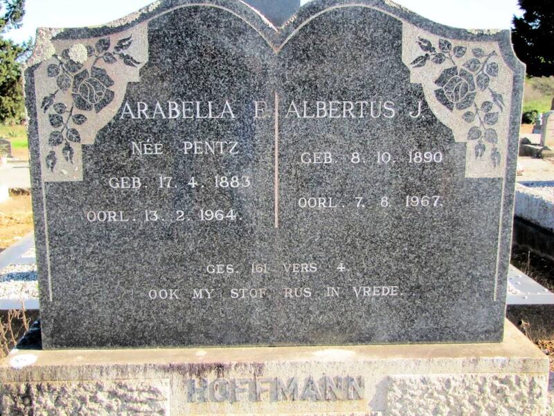 HOFFMANN Albertus J. 1890-1967 & Arabella E. PENTZ 1883-1964