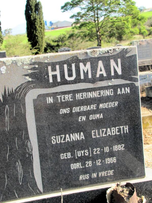 HUMAN Suzanna Elizabeth geb UYS 1882-1966