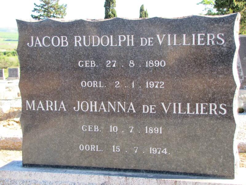 VILLIERS Jacob Rudolph, de 1891-1974 & Maria Johanna 1891-1974