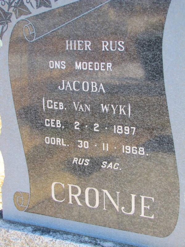 CRONJE Jacoba nee van WYK 1897-1968