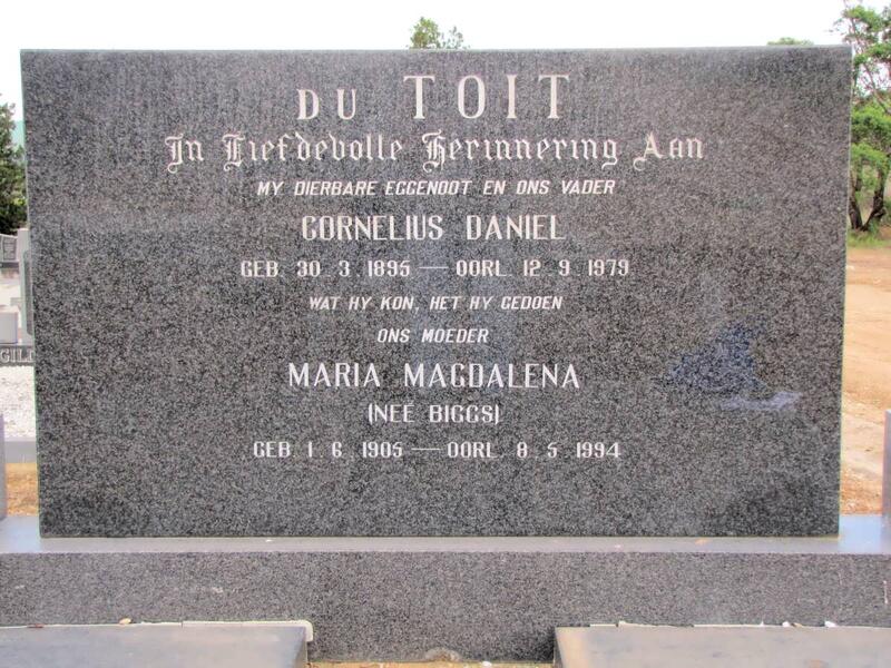 TOIT Cornelius Daniel, du 1895-1979 & Maria Magdalena BIGGS 1905-1994