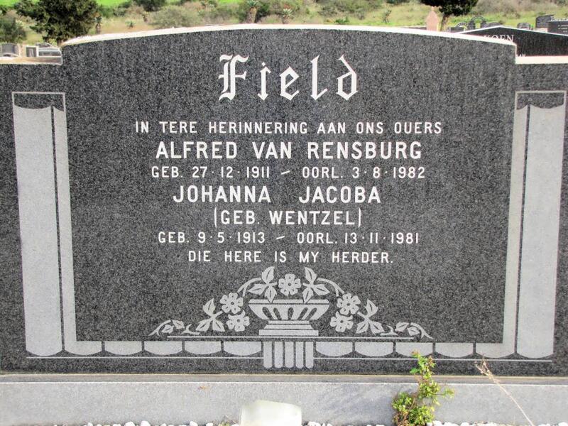 FIELD Alfred van Rensburg 1911-1982 & Johanna Jacoba WENTZEL 1913-1981