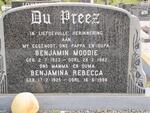 PREEZ Benjamin Moodie, du 1923-1982 & Benjamina Rebecca 1925-1998