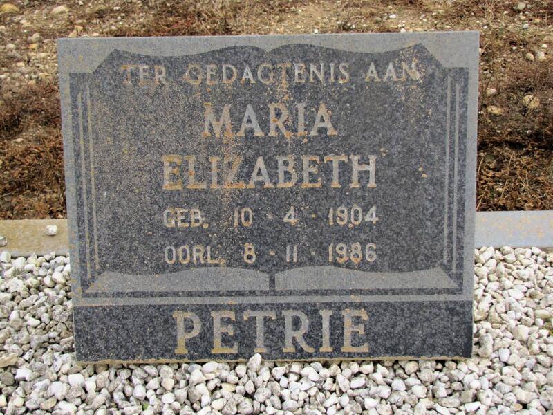 PETRIE Maria Elizabeth 1904-1986