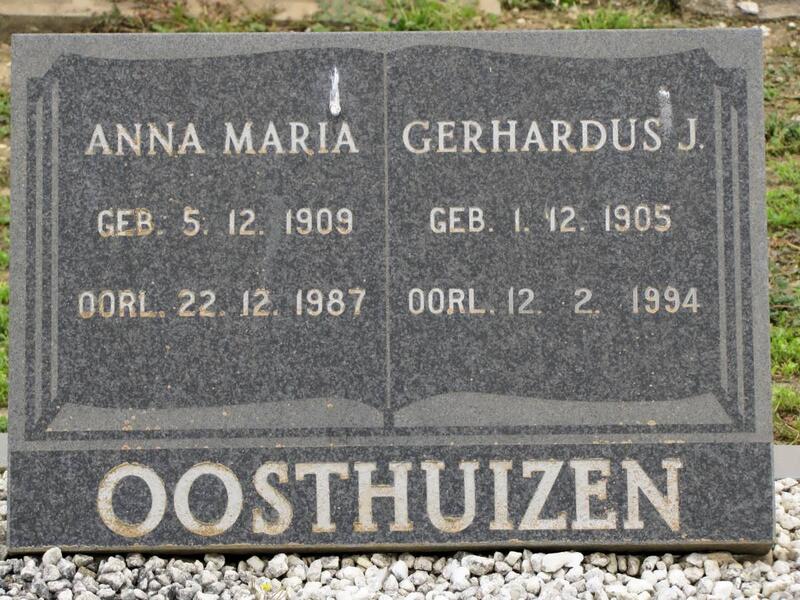 OOSTHUIZEN Gerhardus J. 1905-1994 & Anna Maria 1909-1987