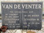 VENTER Christiaan, van de 1930-1988 & Johanna M. 1934-