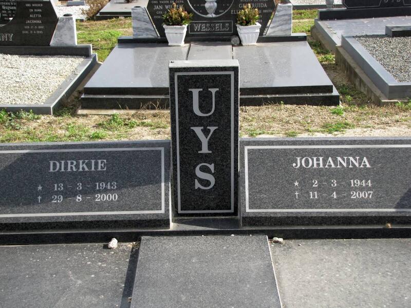 UYS Dirkie 1943-2000 & Johanna 1944-2007