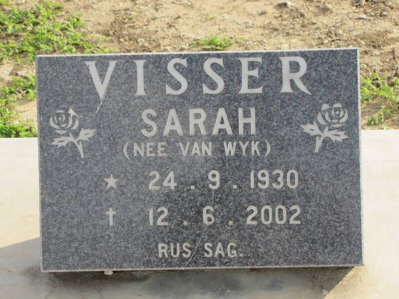 VISSER Sarah nee VAN WYK 1930-2002