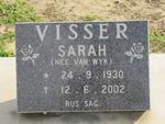 VISSER Sarah nee VAN WYK 1930-2002