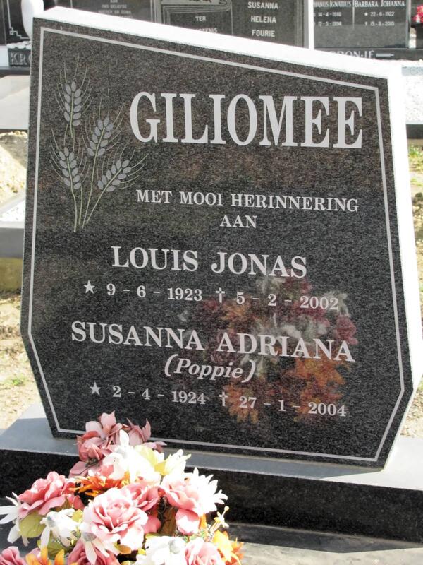 GILIOMEE Louis Jonas 1923-2002 & Susanna Adriana 1924-2004