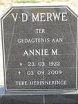 MERWE Annie M., v.d. 1922-2009