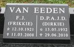 EEDEN F.J., van 1921-2008 :: EEDEN D.P.A.J.D., van 1932-2010