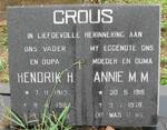 CROUS Hendrik H. 1913-1980 & Annie M.M. 1918-1978