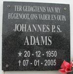 ADAMS Johannes P.S. 1950-2005