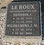 ROUX Hendrik J., le 1911-1992 & Wilhelmina J.M. 1918-2003
