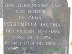 SINDEN Petronella Jacoba nee VILJOEN 1894-1974