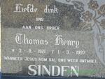 SINDEN Thomas Henry 1921-1997 & Anna P.C. BREEDT 1927-1995
