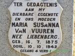 VUUREN Maria Susanna, van nee LIEBENBERG 1875-1942