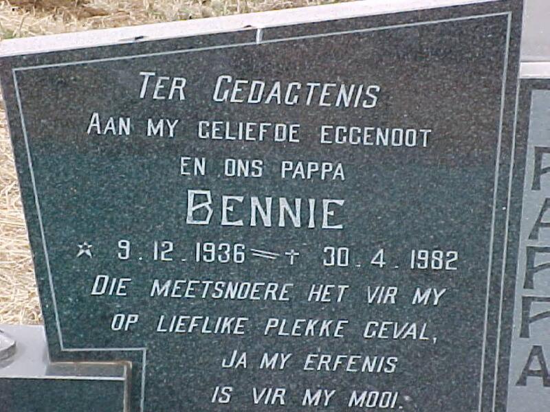 FOURIE Bennie 1936-1982