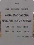 MERWE Anna Magdalena Margaretha, v.d. 1845-1938