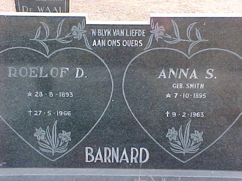 BARNARD Roelof D. 1893-1966 & Anna S. SMITH 1895-1963