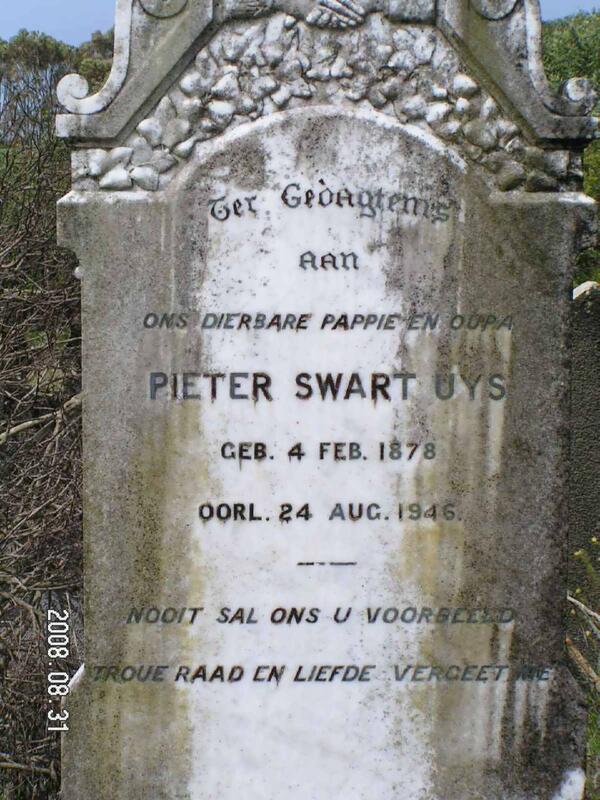 UYS Pieter Swart 1878-1946