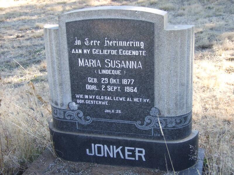 JONKER Maria Susanna nee LINDEQUE 1877-1964