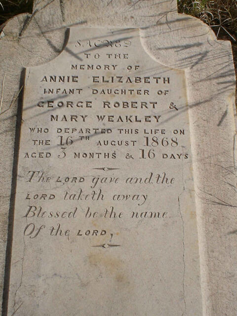 WEAKLEY Annie Elizabeth -1868