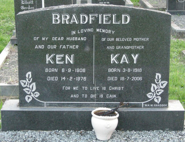 BRADFIELD Ken 1906-1976 & Kay 1918-2006