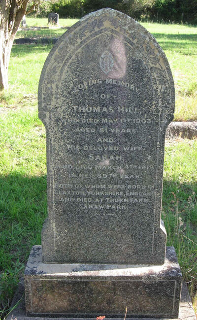 HILL Thomas -1903 & Sarah -1919