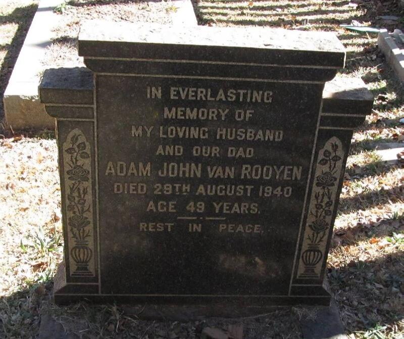 ROOYEN Adam John, van -1940