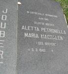 JOUBERT Gys Albertus Wilhelmus 1936-1993 & Aletta Petronella Maria Magdalena BOOYSEN 1943-