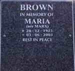 BROWN Maria nee MARX 1923-2003