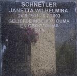 SCHNETLER Janetta Wilhelmina 1911-2003