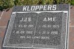 KLOPPERS J.J.S. 1915-1980 & A.M.E. 1925-1998