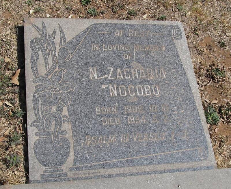 NGCOBO N. Zacharia 1906-1954