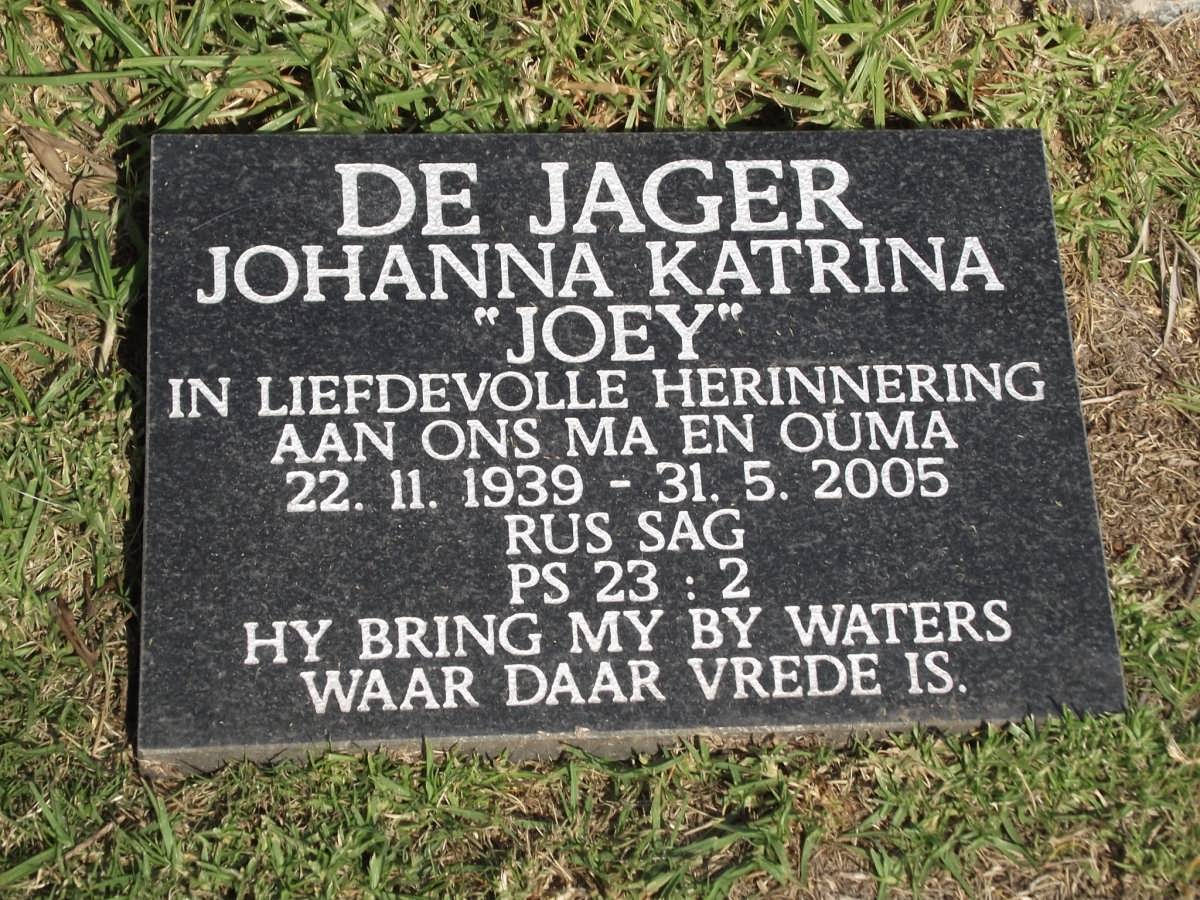 JAGER Johanna Katrina, de 1939-2005