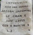 GRANGE Jacoba Jacomina, le nee LOTZ 1869-1920