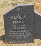 KLINCK Mary 1903-1999